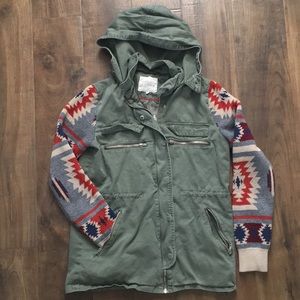 Thread & supply olive green/ native print jacket